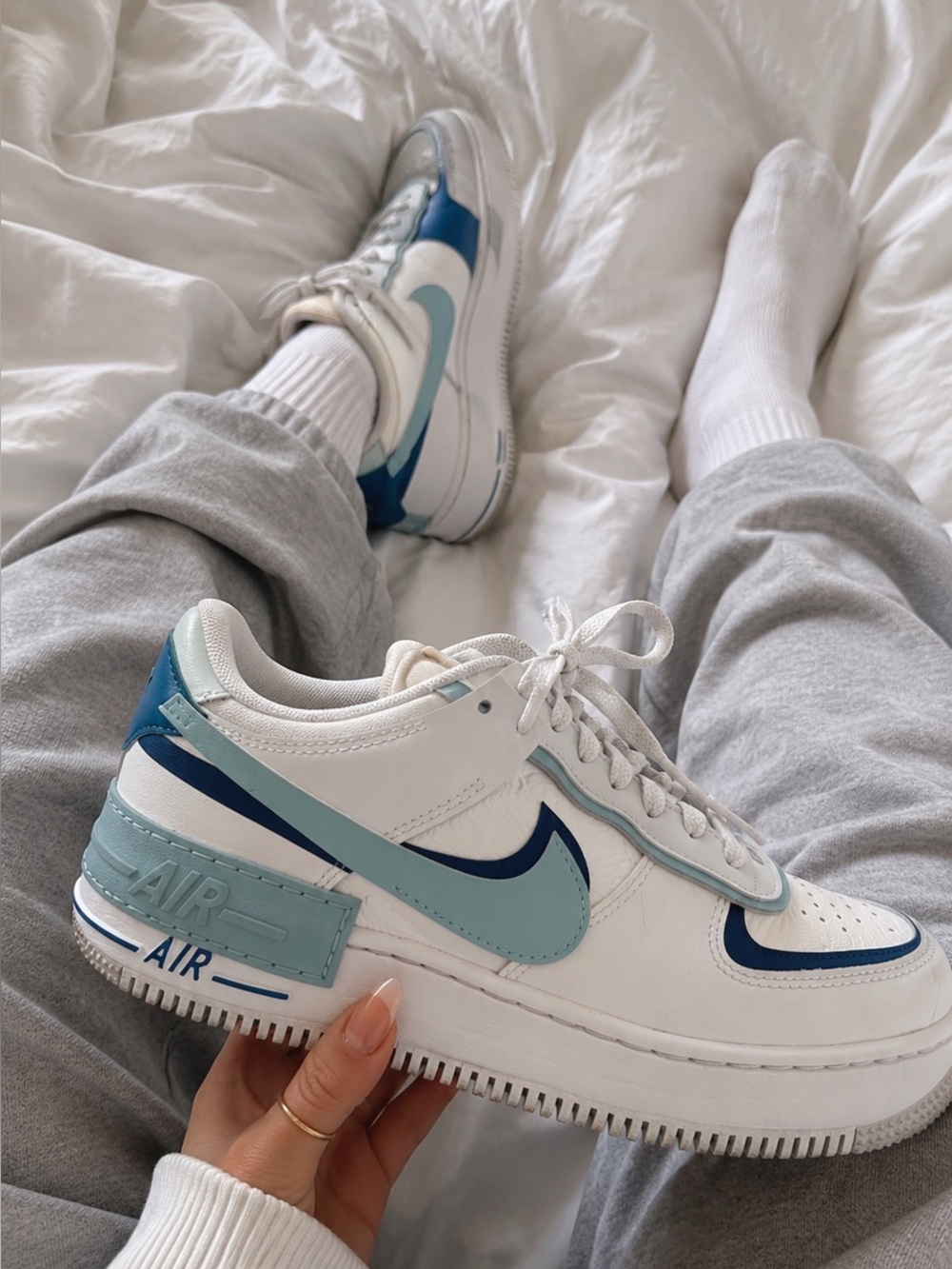 Nike Air Force 1 Low White Blue Whisper Women’s 9.5 AF1 Sneakers Leather